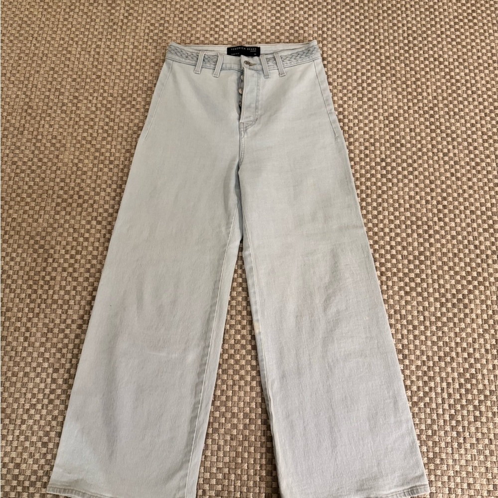Veronica Beard Light Gray Flare Jeans